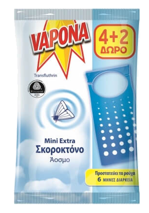 Σκοροκτόνα Vapona για Κρεμάστρες Mini Extra 6τμχ (4+2 Δώρο)